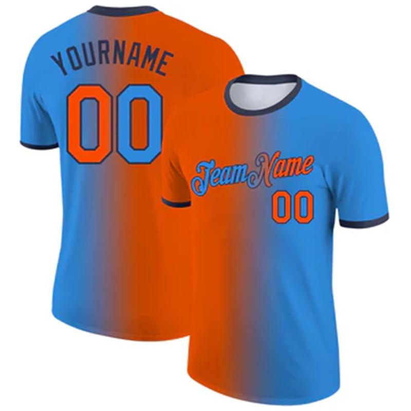 Custom TeamName Number Name Gradient Fashion Performance T-Shirt Summer Fashion Casual Oversized Comfortable Top