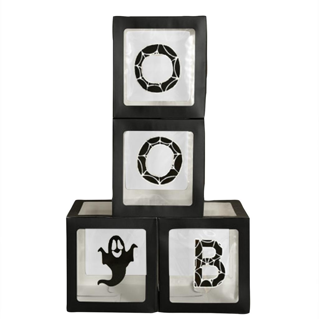 Halloween Box Decoration Transparent Box, Birthday Party Decoration Includes 4 Box