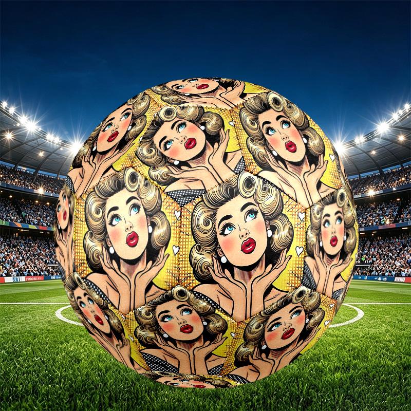Marilyn Monroe Print Size 5 Soccer Ball, PU Wear Resistant Football for Match Training and Daily Practice, Birthday Gift for Soccer Fans