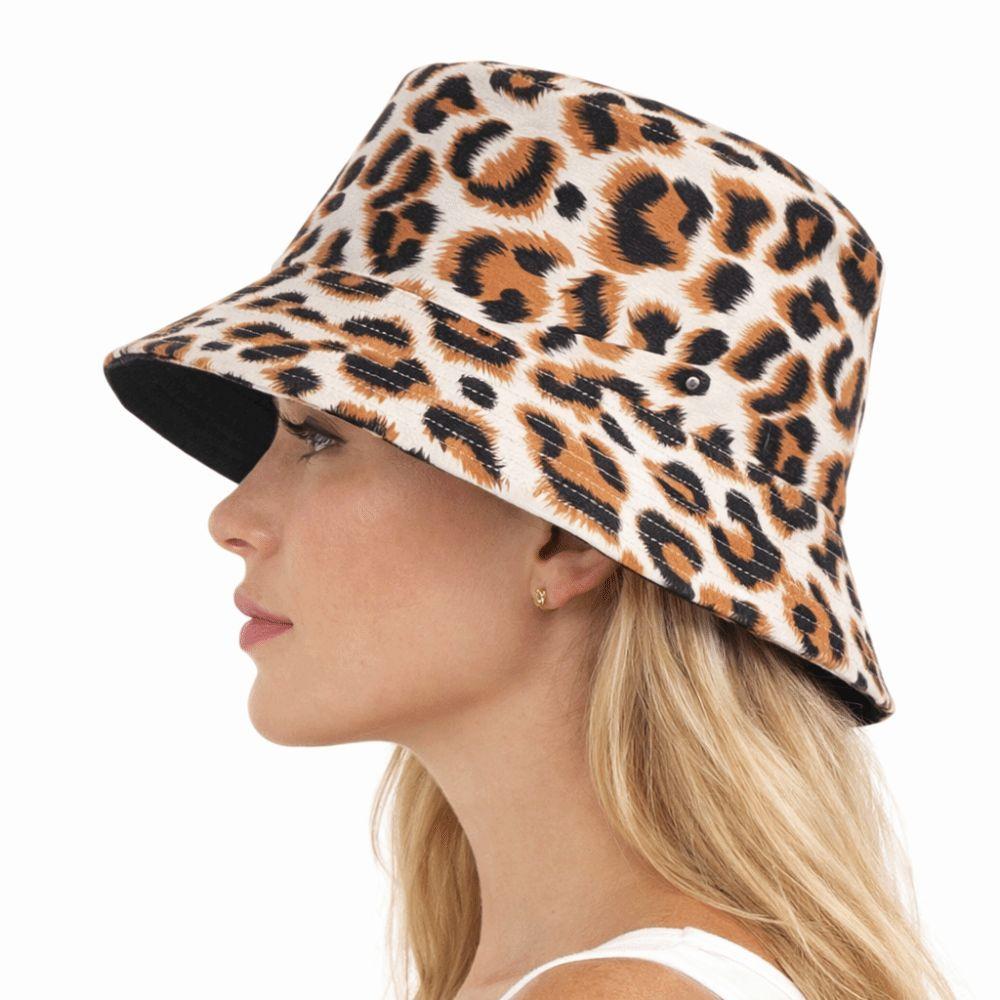 Bucket Style Basin Hat Leopard Patterned Fisherman Hat Beach Sun Protect Hat  Outdoor Travel