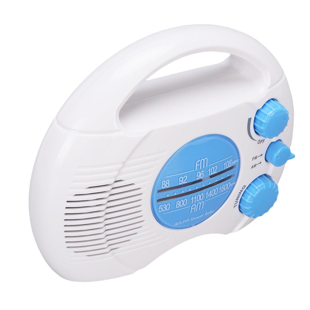 Shower Radio Water Proof Adjustable Volume AM FM Bathroom Radio Portable Easy Tuning Blue