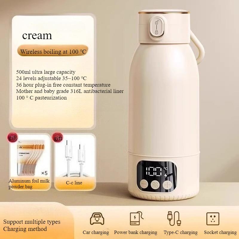 Portable Constant Temperature Kettle Wireless Boiling Water Mixer Insulated Milk Frother Cup