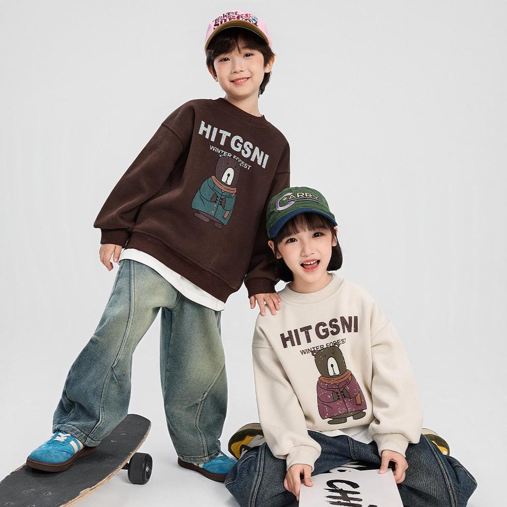 Fairy Tale Memory Boys' Fleece Sweatshirt – 2025 Autumn/Winter, Round Neck, Korean Style, for Middle & Big Boys.