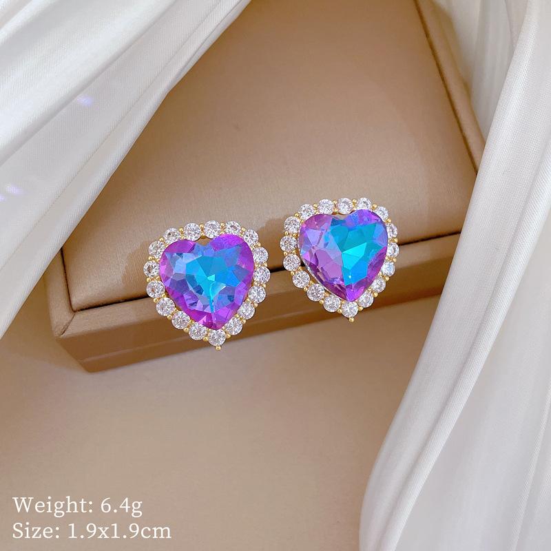 Traje de Amor Colorido Ainda é de Luxo Leve Temperamento Deslumbrante Colar Totalmente Cravejado Corrente de Clavícula Versátil Feminina Aço Titânio