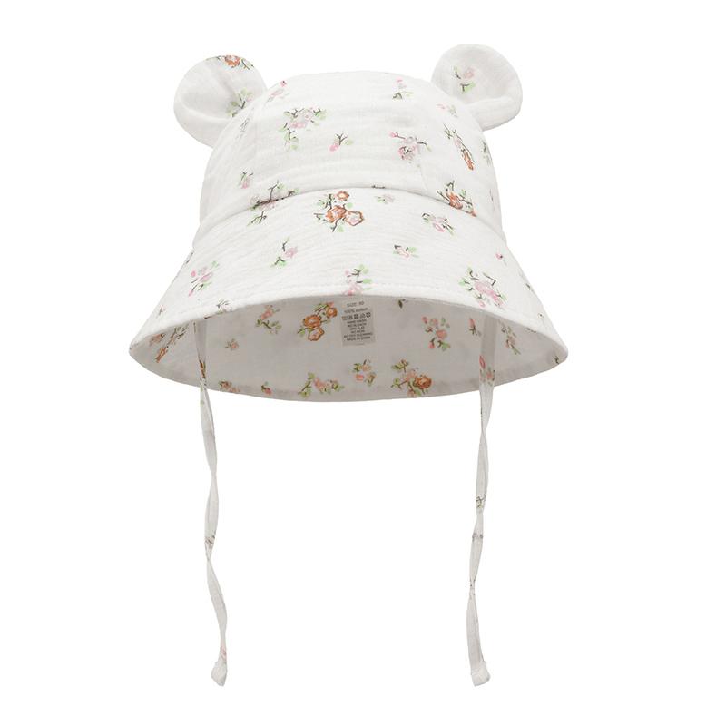 Baby Summer Hat 100% Cotton Adjustable Kids Bucket Hat Muslin Cartoon Children Panama Cap Infant Bonnet Toddler Hat 1-3Y