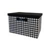 Stylish Houndstooth Pattern Foldable Storage Container Fabric Foldable Box for Space Organization In Vehicle Homes