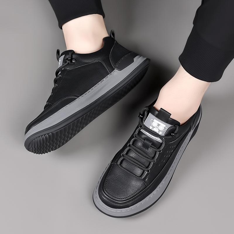 Fashion Leisure Leather Shoes for Men Lace Up Oxfords Casual Sneakers Fashion Leather Men Shoes Spring Wearable Platform Shoes Men