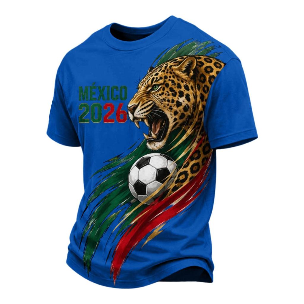 Men's Casual V Neck Short Sleeve Breathable T Shirt Soccer Graphic Print Mexico 2026 Lettering Design