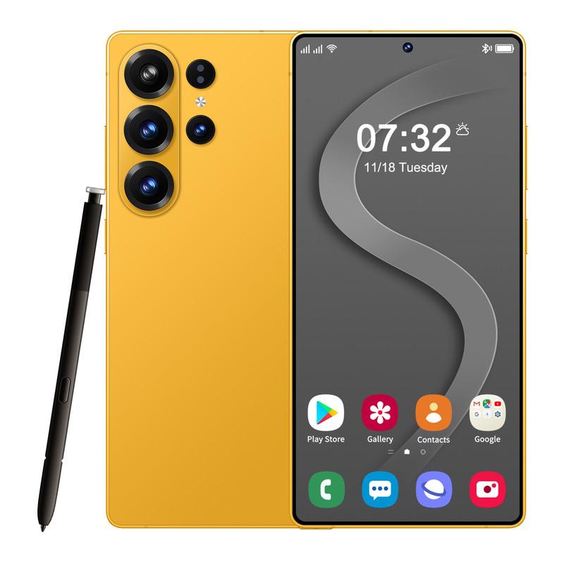 S26 Ultra 7,0 Zoll Bildschirm 6+128 GB Dual-SIM 5G Smartphone Android Mobiltelefone gelb