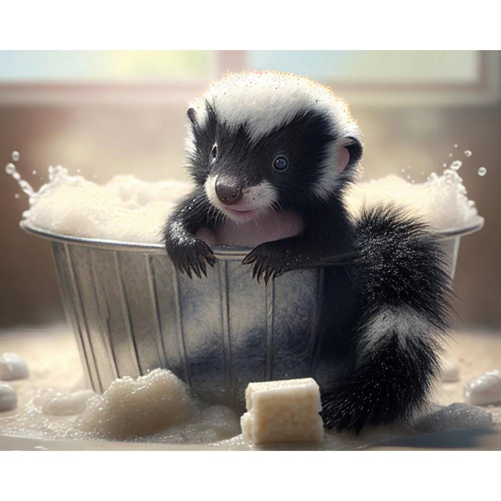 Cute Baby Lion Tiger In Bathtub Wall Art Canvas Painting Animals Bathing Funny Bathroom Art Poster Prints Picture Room Decor