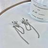 Asymmetrical S925 Sterling Silver Star Tassel Stud Earrings - French Minimalist Style Exquisite Accessories