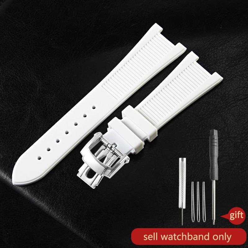 Para Patek Philippe Sport Elegante Serie Nautilus 5711/5712/5980 Correa de Reloj de Silicona Impermeable para Hombre 25x13mm