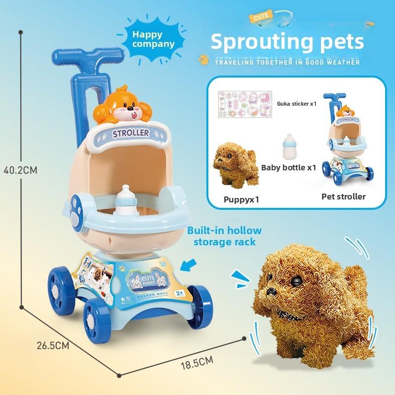 Childrens Plush Bunny Toy With Electric Push Cart For Babies And Toddlers