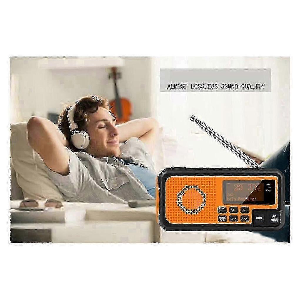 DAB373BT Emergency Radio with 5000mAh Solar Battery & Alarm Clock Feature in Blackout - E 0619