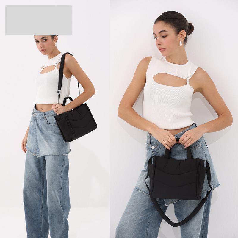 Tote Bag for Commuting High-end Quilted Simple Single-shoulder Bag Square Crossbody Bag