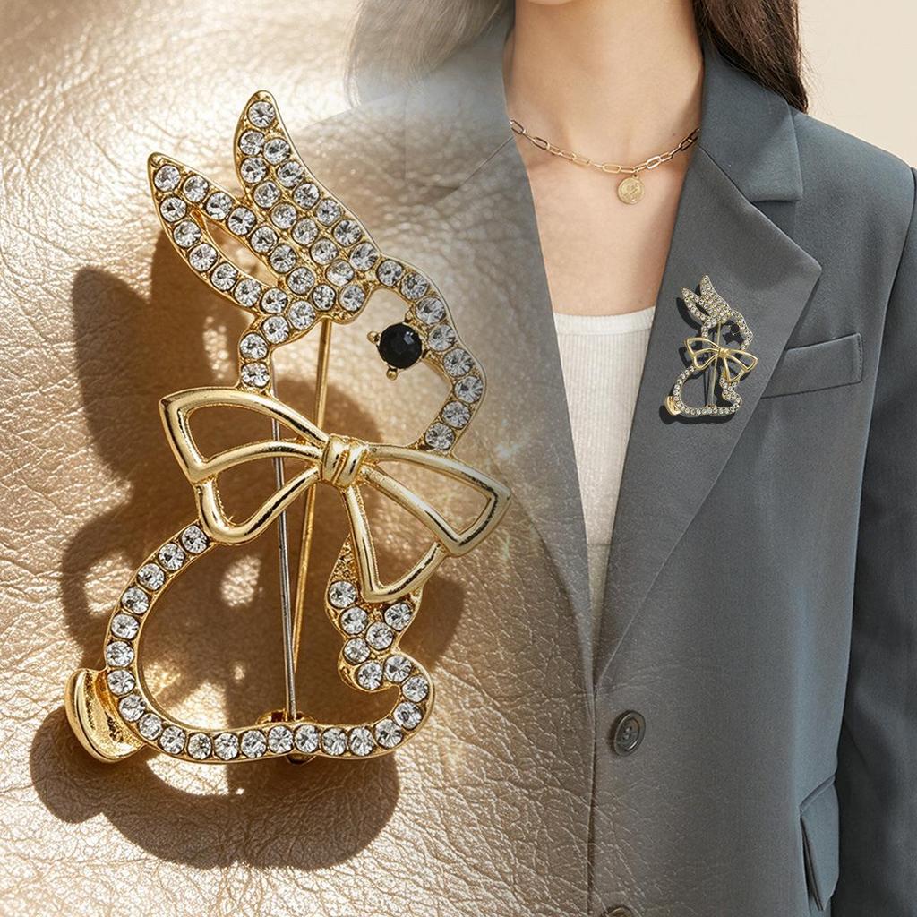 High-End Luxury Rabbit Bow Tie Brooch: Premium Suit Lapel Pin