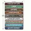 Metal Wall Poster Inspiring Life Words for Garage Decor