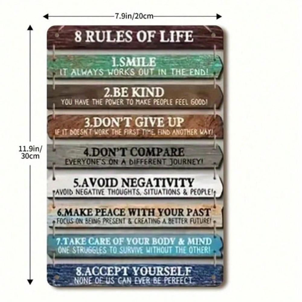 Metal Wall Poster Inspiring Life Words for Garage Decor