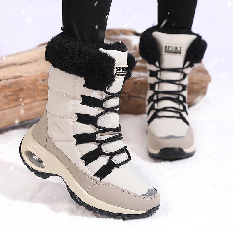 Χειμερινές Γυναικείες Μπότες Χιονιού Άνετη Εφαρμογή Ζεστό Εσωτερικό Πολυτελείς Ψηλές Μπότες Χιονιού Λειτουργικές Slip on Αδιάβροχες Γούνινες Γυναικείες Μπότες