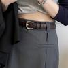 Women's Genuine Leather Belt with High-End Bright Silver Buckle, Korean Style for Youth - A Wardrobe Essential.