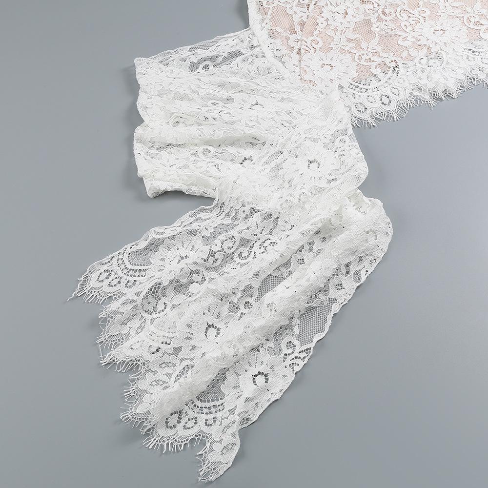 European & American Sexy Lace Irregular Bandeau Dress with Fishbone See-through Waist