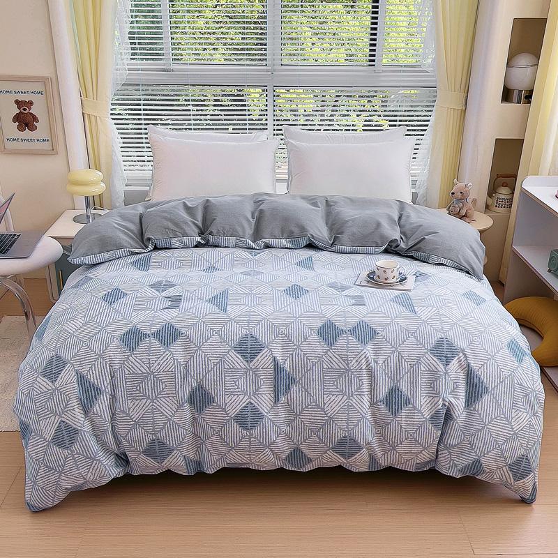 Minimalist Geometric Printing Duvet Cover All Cotton Quilt Cover Skin Friendly Breathable Queen Size Bedding for Kids Boys Girls