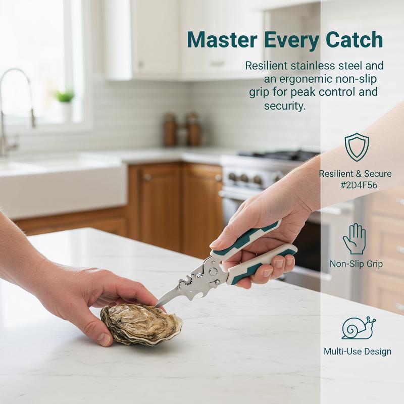 Non-Slip Handle Stainless Steel Oyster Knife Thickened Multi-Purpose Shellfish Opener Seafood Shucking Tool