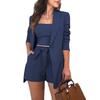 2024 Spring/Summer Women's Solid Color Three-Piece Set: Tank Top, Blazer, High Waist Shorts