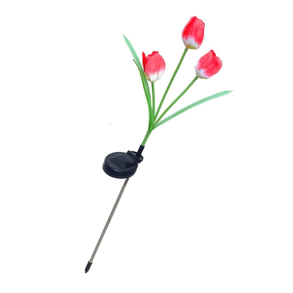 Solar Tulip Garden Light 3 Branches Waterproof Outdoor Solar Tulip Flower LED Stake Light for Patio