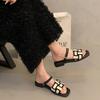 Fashion Elegant Open Toes Square Head Flat Slippers for Women's 2025 Summer New Fashion Comfortable Versatile Roman Style Beach Sandals