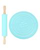 Rolling Pin Pastry Baking Mat Large Silicone Rolling Pin Kneading Pad Baking Tool for Kitchen Blue