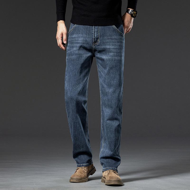 Jeans For Men, Loose, Straight, Thick, Elastic, Business Casual, Versatile, Thick, Young Men's Pants
