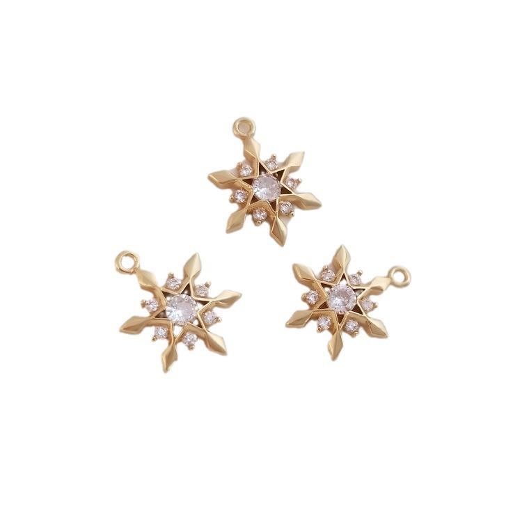14K Gold-Filled Zirkon Hexagramm Schneeflocke Anhänger Halskette Charm