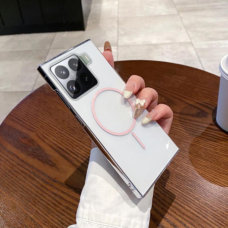 Suitable for Xiaomi 15PRO Mobile Phone Case Transparent Fine Ring Magnetic Absorption PC Anti-fall Xiaomi 15 Hard Shell Protective Case