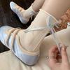 Ladies Spring and Autumn Sweet Bow Lace Matching Color Medium Cylinder Stack Socks
