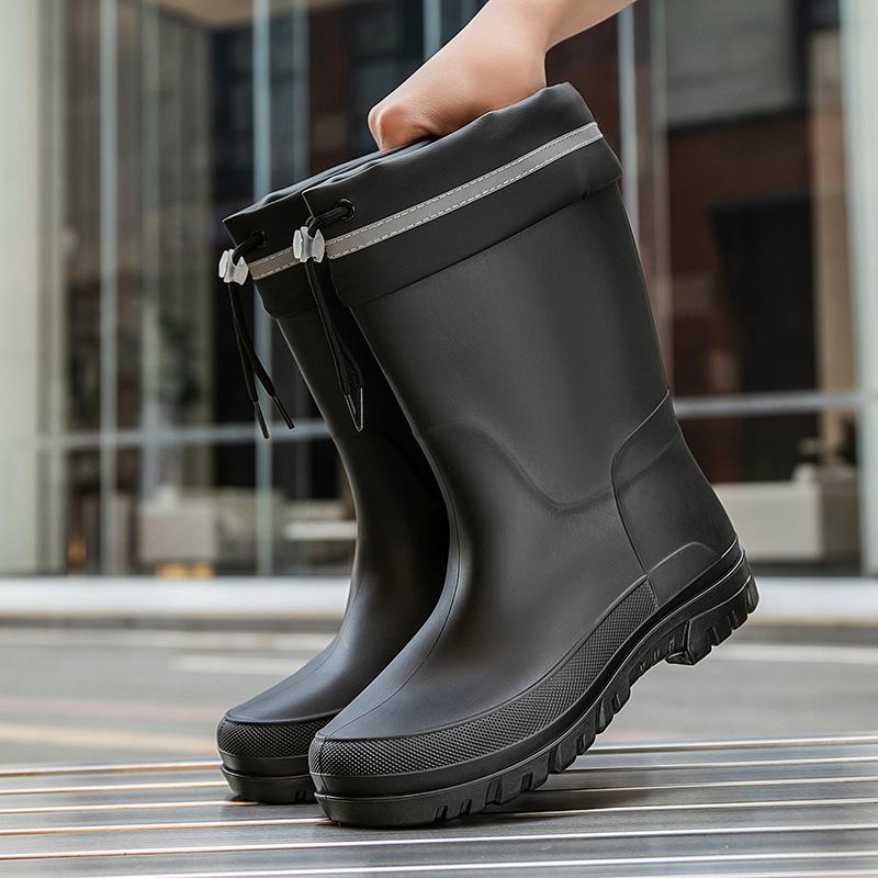 shoes men's non-slip bundle mouth medium and long tube waterproof household water boots camping fishing water shoes catching the sea rubber shoes