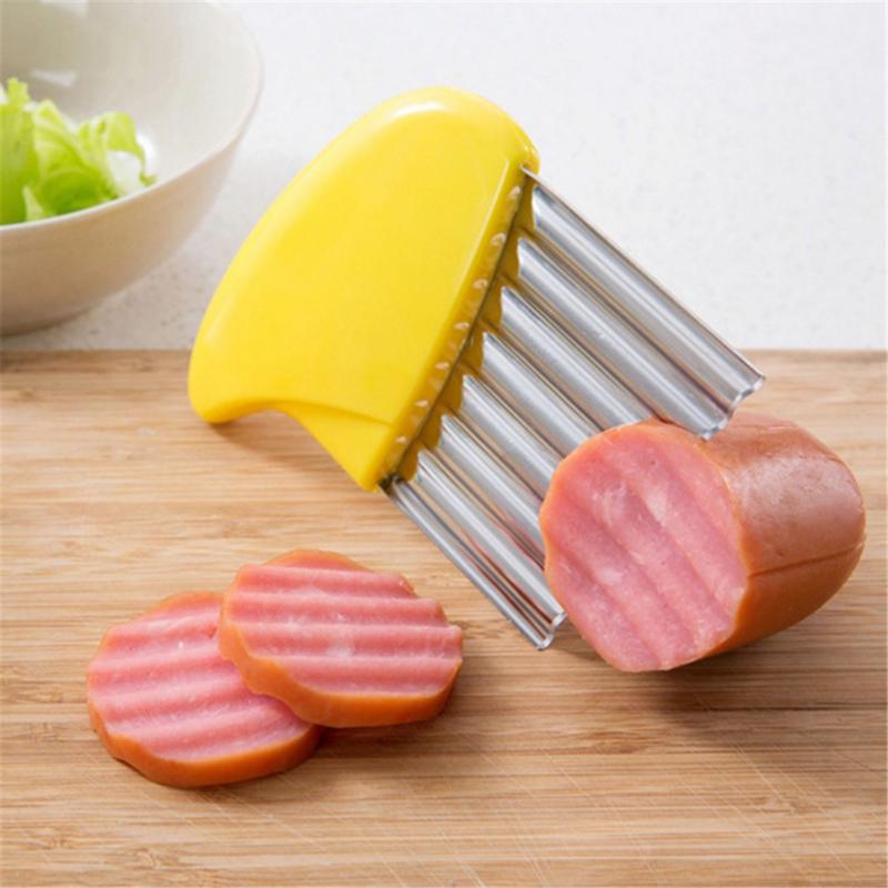 Stainless Steel Crinkle Cut Knife - Multi-Purpose Chip Slicer For Vegetables, Fruits And French Fries 