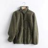 Autumn and Winter Women's Outerwear with Contrasting Fabric, Fine Edge Decoration, Zipper Cardigan, Casual Plush Jacket