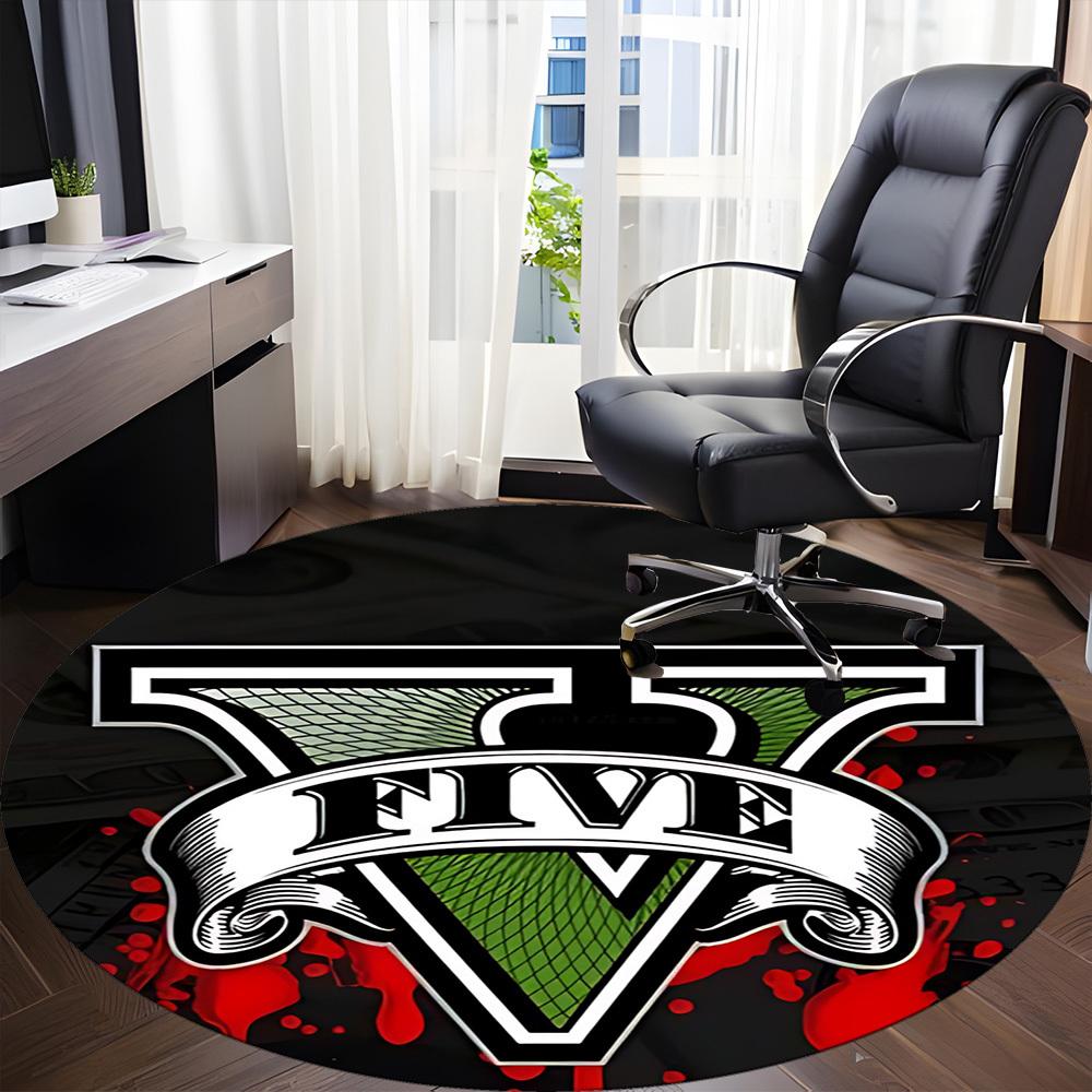 1pc GTA V Office Round Area Rug, Indoor Mat Suitable For Office,Bedroom Living Room Home Decor, Room Deco A0926024