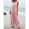 Women's Fashion Casual Summer Spring Solid Color Print Sleeveless V-Neck High Waist Trousers Jumpsuits & Rompers
