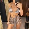 Novinka Se sukní Zebra Potištěný Zavinovač Kolem Bikin Dámské Plavky Dámské Plavky Třídílné Bikiny Souprava Koupání Plavky