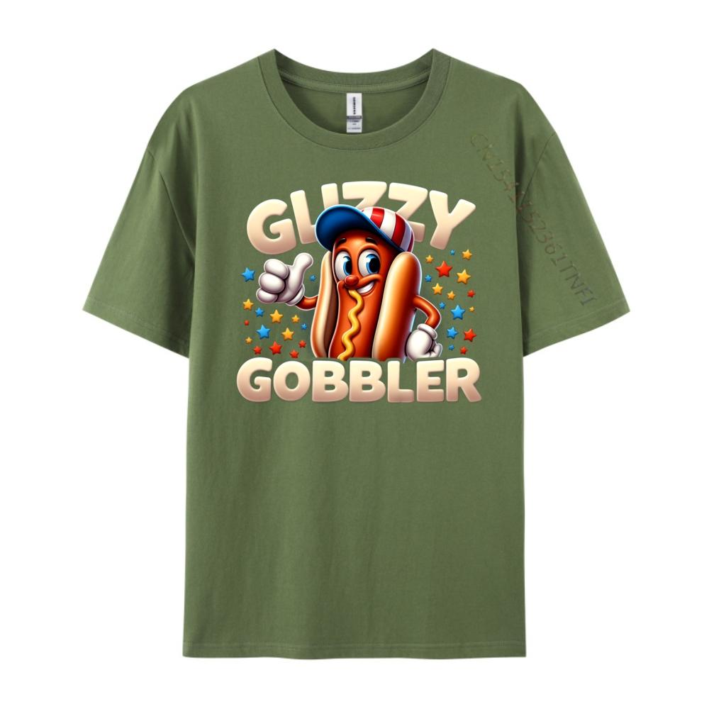 Funny Number One Glizzy Gobbler Hot Dog The 4th Of July Mens Korean Fashion Mens TShirts Vintage Style