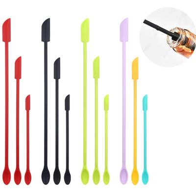 3 Piezas/Set Mini Espátula de Silicona Rascador de Tarros y Botellas Grado Alimenticio Resistente al Calor Libre de BPA Sílice Mango Largo Espátulas para Mermelada Gadgets de Cocina