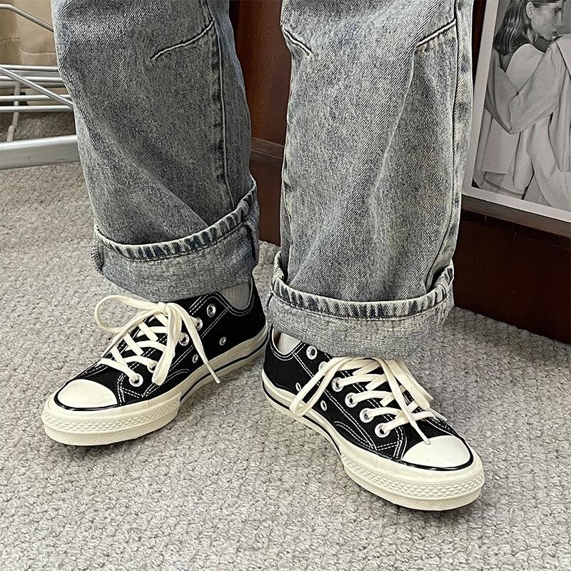S white low-top canvas shoes men's retro women's shoes pointed student board shoes classic trendy shoes