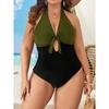 2025 Large Plus Size Halter Swimsuit Women One Piece Floral Printed Swimwear Female Bathers Bathing Swimming Swim Suit Beachwear