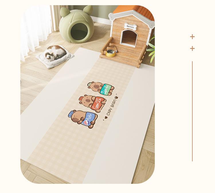 Alfombrilla Impermeable Antideslizante para Mascotas de Dibujos Animados: Cuero Duradero, Alfombra de Piso Lavable para Casa o Parque de Juego de Gato y Perro