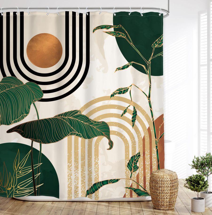 

180см*180см Богемная Абстрактный Растительный Узор Занавеска для Душа с 12 крючками