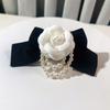 Camellia Flower Bow Corsage Brooch Pins Pearls Tassels Bowknot Collar Bow Tie