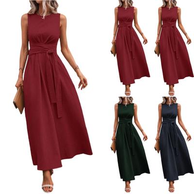 Women's Casual Fashion R,neck Sleeveless Retro Christmas Print Retro Dress