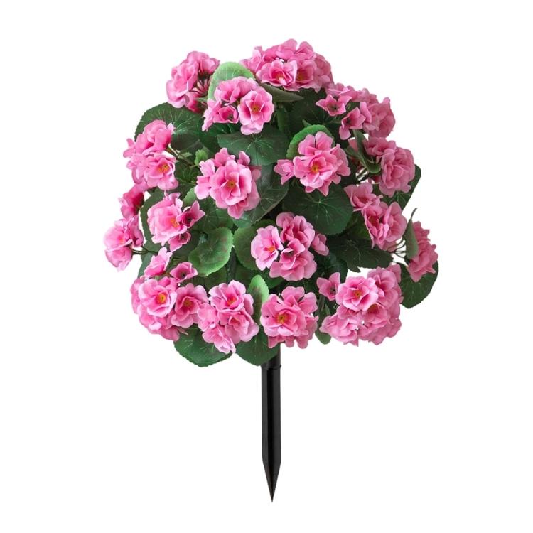 Realistic Simulation Plastic Begonia Floral Stake Artificial Green Plant For Garden Patio Porch Front Yard Landscaping